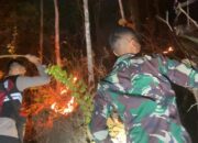 Gercep, Polisi Bersama TNI dan Relawan Padamkan Kebakaran Lahan di Karangsuko Trenggalek