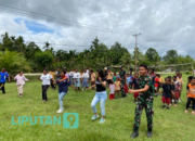Tumbuhkan Kekompakan dan Semangat Anak-anak di Perbatasan Papua Satgas Yonif 122/TS  Menggelar Senam bersama