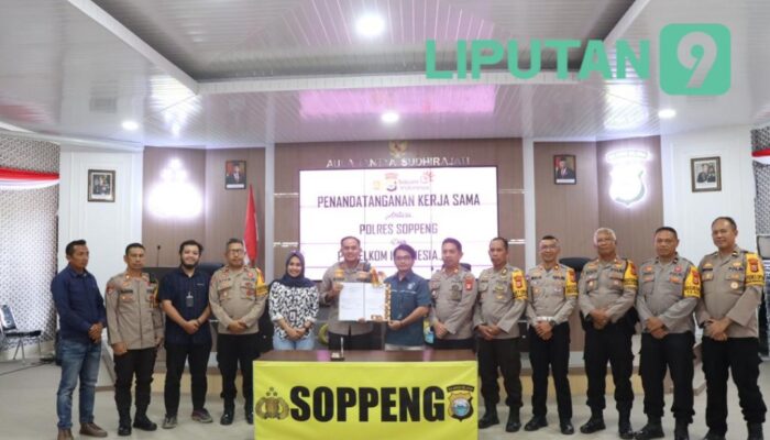 Polres Soppeng Bersama PT Telkom Indonesia Tbk, Tandatangani MoU Tingkatkan Pelayanan Publik