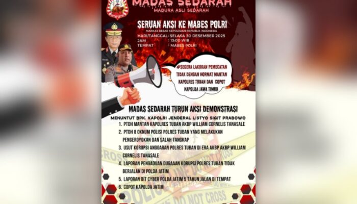 Aksi ke Mabes Polri, MADAS Sedarah Sampaikan Enam Tuntutan Terkait Kasus Polres Tuban