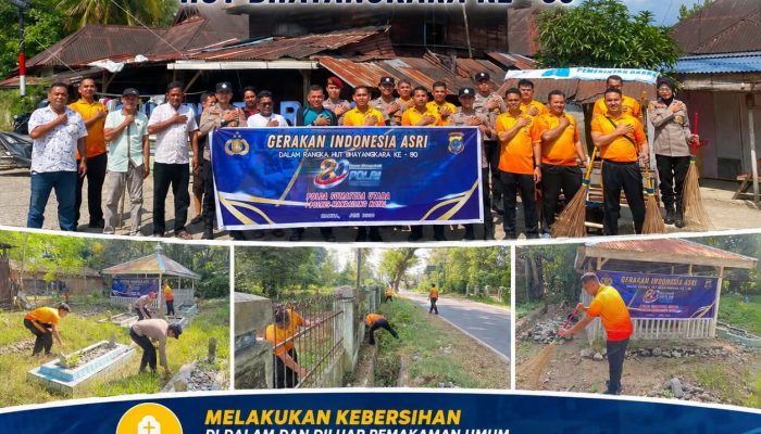 Sambut HUT Bhayangkara Ke -80 Satreskrim Polres Madina Gelar Gerakan Indonesia Asri Bersama Warga
