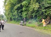 Polsek Berastagi Berpartisipasi Ikut Kerja Bhakti Jalur Wisata Semangat Gunung Wujudkan Destinasi Bersih dan Nyaman