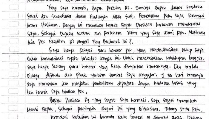 Guru Honorer di Paluta Tulis Surat Terbuka kepada Presiden Prabowo, Mohon Keadilan atas Dugaan Kriminalisasi