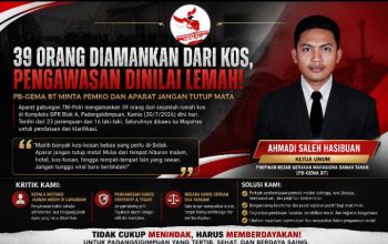 39 Orang Diamankan dari Kos, PB-GEMA BT Kritik Pengawasan: Jangan Tunggu Masyarakat Bergerak Baru Negara Bertindak