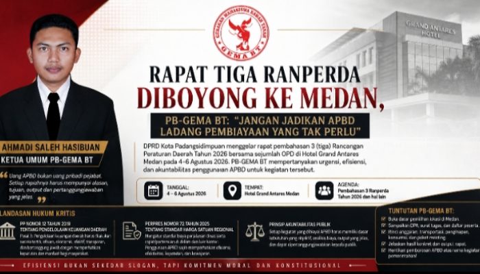 Rapat Tiga Ranperda Diboyong ke Medan, PB-GEMA BT: Jangan Jadikan APBD Ladang Pembiayaan yang Tak Perlu