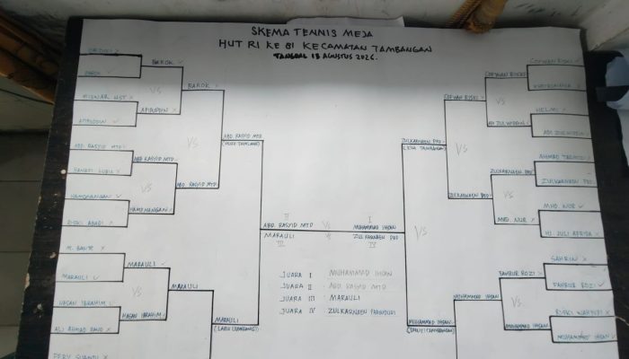 Taklukkan Abd. Rasyid MTD di Partai Final, Muhammad Ihsan Juara I Tenis Meja HUT RI ke-81 Kecamatan Tambangan